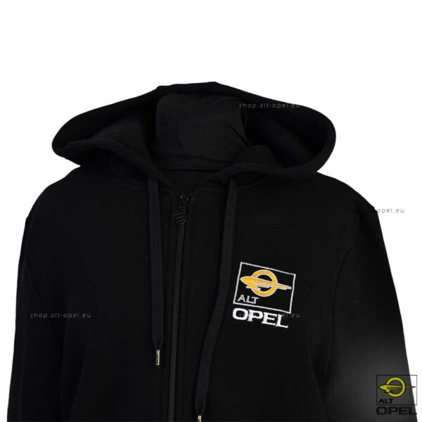 Shop der ALT-Opel IG | Kapuzenjacke schwarz mit eingesticktem Logo | shop.alt-opel.eu