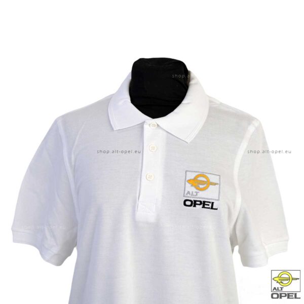 Shop der ALT-Opel IG | Polohemd weiß mit eingesticktem Logo | shop.alt-opel.eu